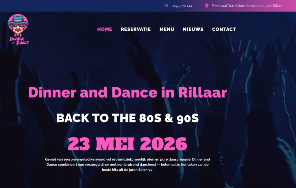 Nieuwe website voor Dinner and Dance – Evenement in Rillaar