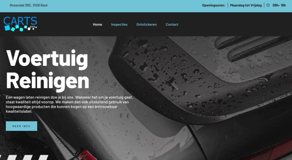 Professionele Website Ontwikkeld voor Voertuigreiniging.be door WebdesignDMC