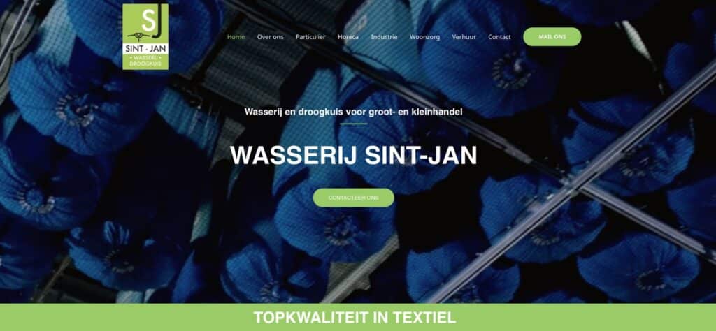 Screenshot van de website van Wasserij Sint-Jan: een moderne website voor een modern familiebedrijf