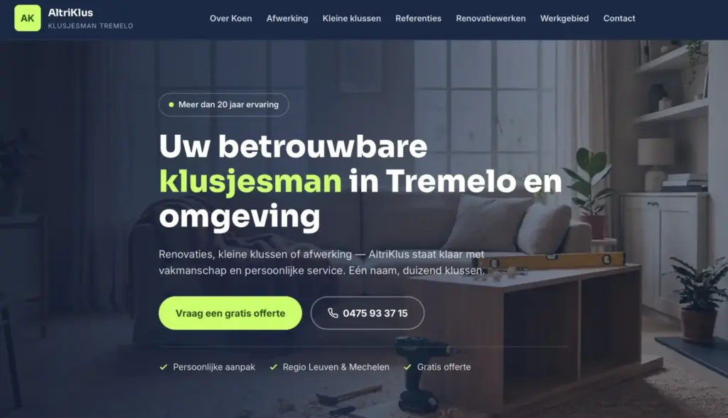 Screenshot van de website van Website Altriklus | Professioneel Webdesign – Webdesign DMC